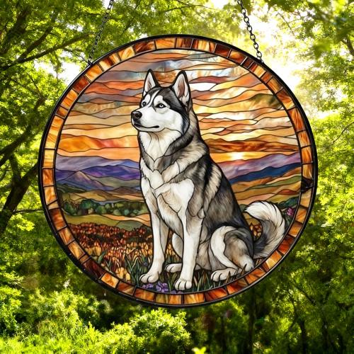 Custom Siberian Husky dog Stained Glass Suncatcher,  Pet Lover Gift, Housewarming Gift, Window Hangings - image 4