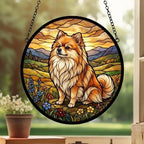 Custom Pomeranian dog Stained Glass Suncatcher,  Pet Lover Gift, Housewarming Gift, Window Hangings - image 3
