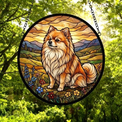 Custom Pomeranian dog Stained Glass Suncatcher,  Pet Lover Gift, Housewarming Gift, Window Hangings - image 5