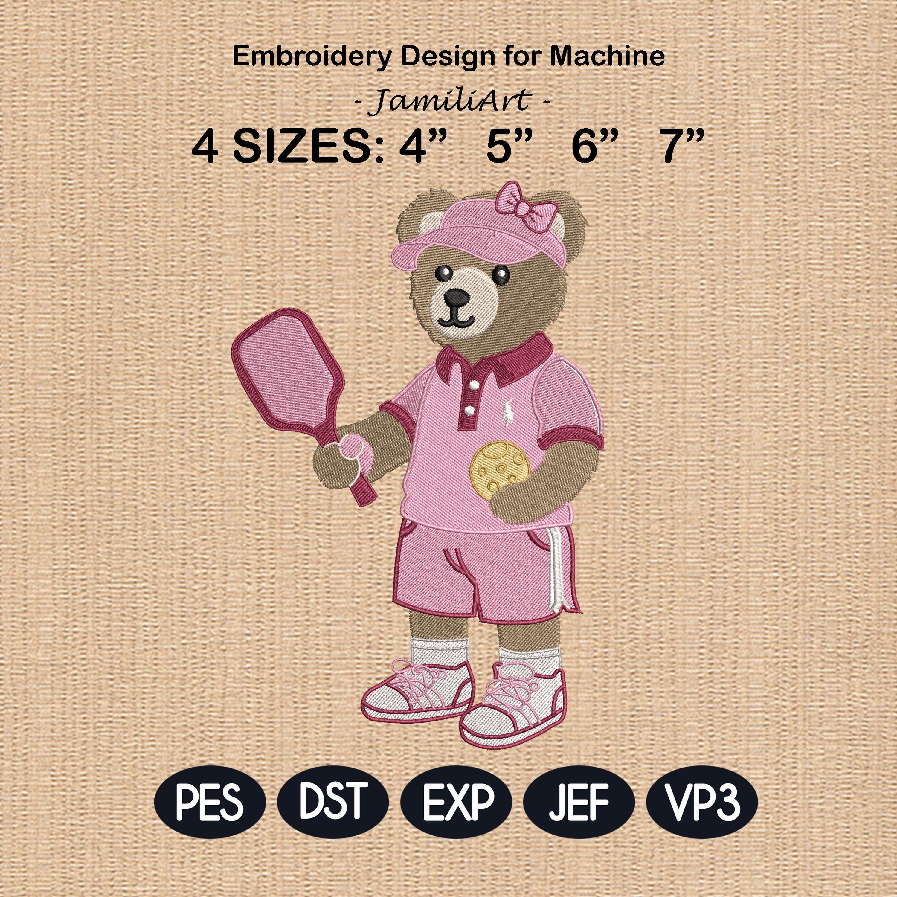 Pickleball Girl Bear Embroidery Design, Pickleball Embroidery Design, Cozy Game Day Embroidery, Sport Bear Embroidery, Instant Download