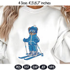 Skiing Bear Embroidery Design, Skiing Embroidery Design, Cozy Game Day Embroidery, Sport Bear Embroidery, Digital Download, Instant Download - image 3
