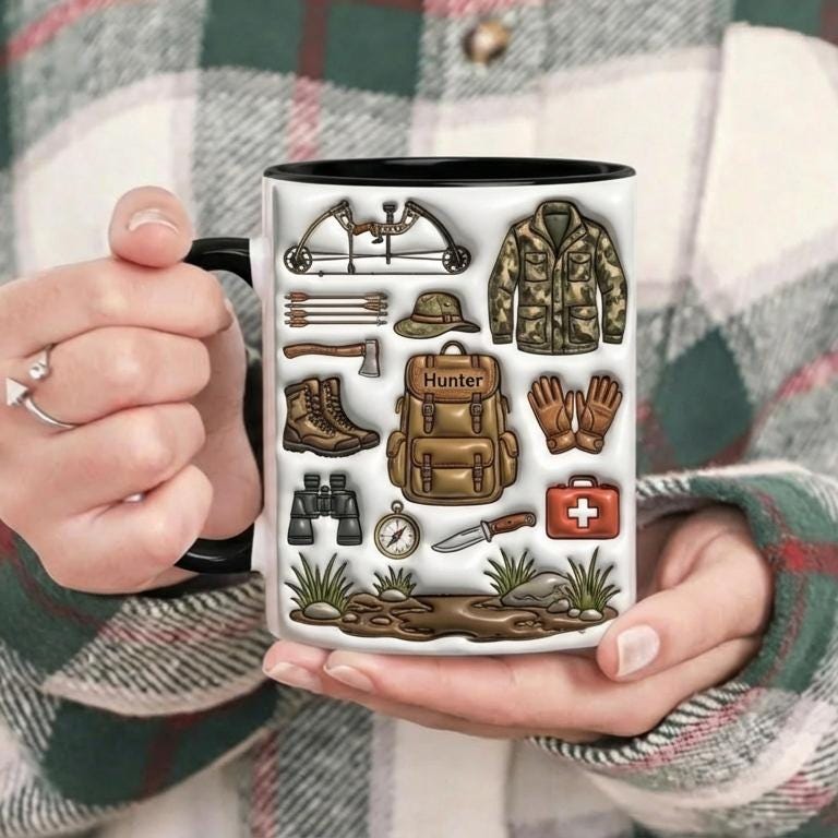 Personalized Hunting Mug, Custom Name Hunting Lover Coffee Cup, Hunter Gift, Outdoor Hobby Mugs
