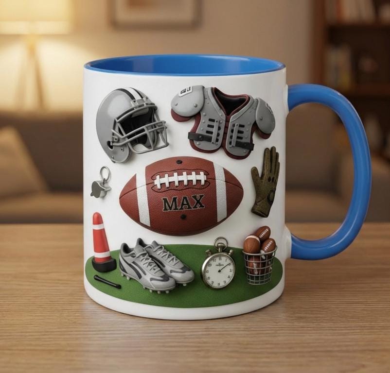 Personalized Football Mug, Custom Name Football Gameday Coffee Cup, Gift for Men Women, Sport Hobby Cups - image 2