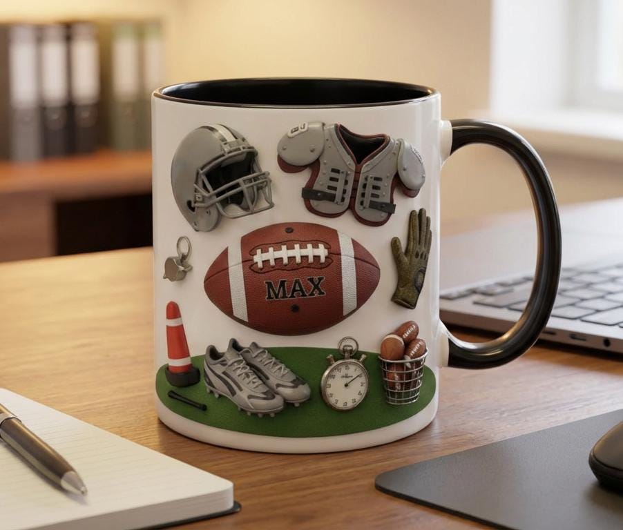 Personalized Football Mug, Custom Name Football Gameday Coffee Cup, Gift for Men Women, Sport Hobby Cups - image 3