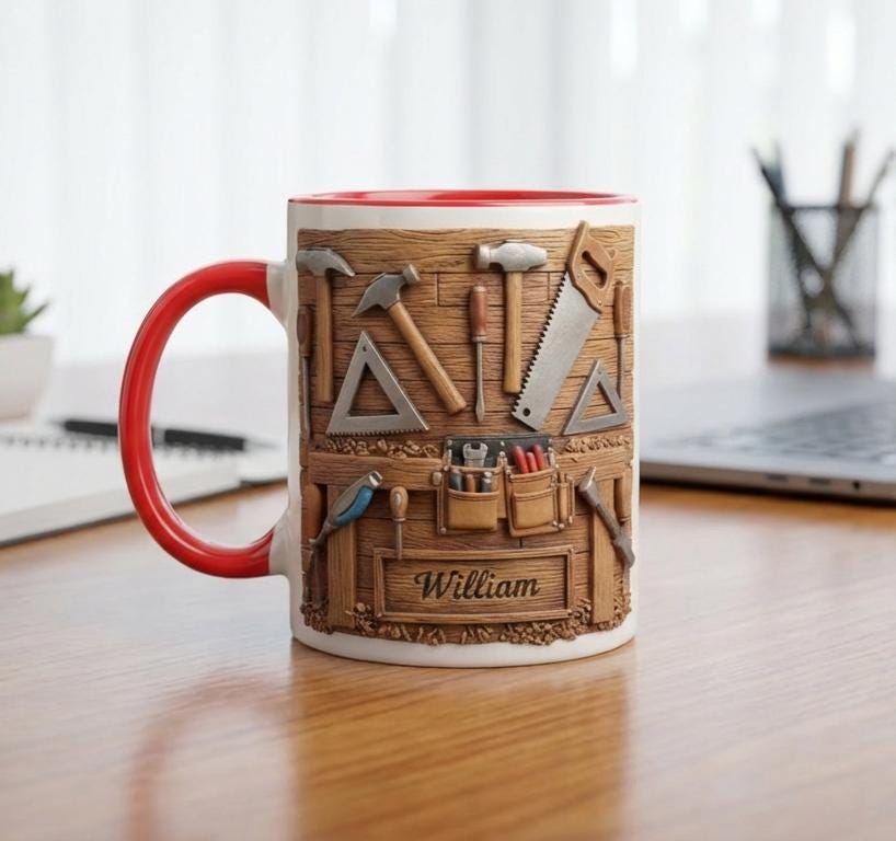 Personalized Carpentry Mug, Custom Name Woodworking Lover Coffee Cup, Gift for Dad Grandpa, Carpenter Mugs - image 3