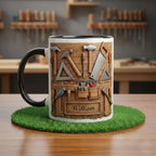 Personalized Carpentry Mug, Custom Name Woodworking Lover Coffee Cup, Gift for Dad Grandpa, Carpenter Mugs