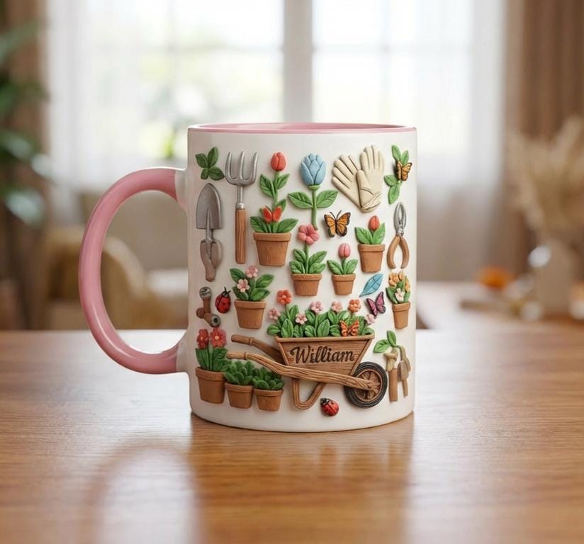 Personalized Gardening Mug, Custom Name Garden Coffee Cup, Gift for Man and Women, Plant Lover Cups - image 2