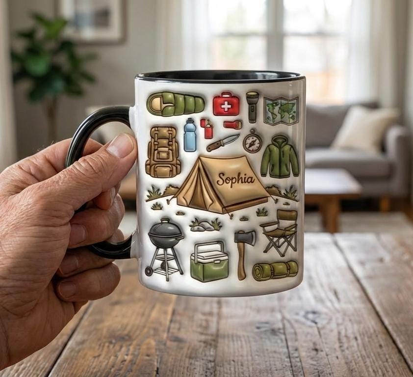Custom Name Camping Mug, Personalized Hiking Trekking Lover Cup, Camping Gift, Outdoor Hobby Cups - image 2
