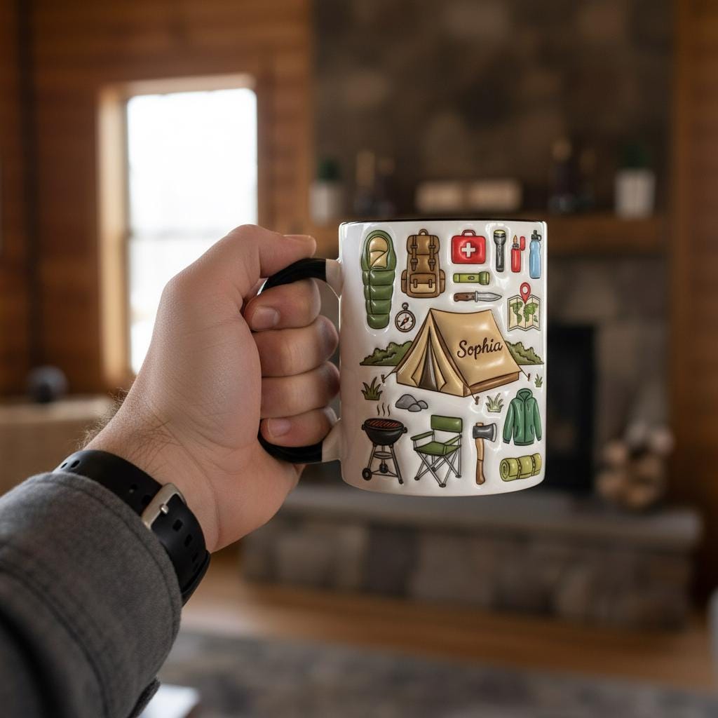 Custom Name Camping Mug, Personalized Hiking Lover Cup, Camping Gift, Outdoor Hobby Coffee Mugs - image 3