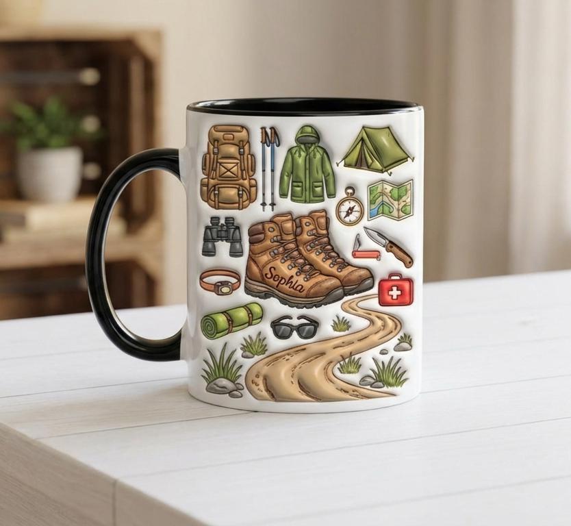 Custom Name Trekking Mug, Personalized Hiking Lover Cup, Gift for Men and Women, Outdoor Hobby Coffee Mugs - image 2