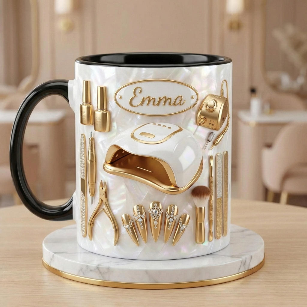 Personalized Nail Tech 3D Effect Mug, Nail Artist Gift, Nail Art Coffee Mug, Manicurist Gift, Beauty Salon Mug - image 2