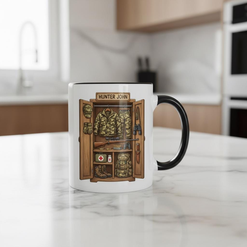 Personalized Hunting Mug, Custom Name Hunting Lover Coffee Cup, Gift for Hunter, Outdoor Hobby Mugs - image 2
