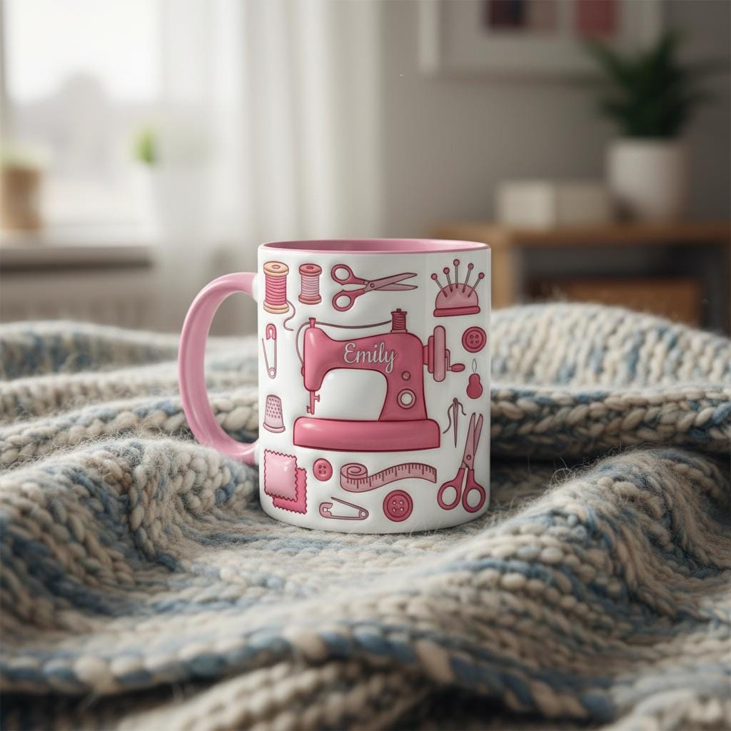 Personalized Sewing Mug, Custom Name Sewing Lover Coffee Cup, Gift for Men Women - image 2