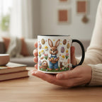 Retro Personalized Bunny Easter Mug, Custom Name Easter Eggs Coffee Mugs, Cute Rabbit Easter Day Cup - image 2