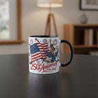 Personalized 250th America Anniversary Mug, Custom Name Independence Day Coffee Mugs, Patriotic USA Flag Cup