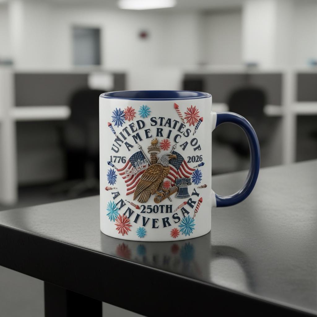 Personalized 250th America Anniversary Mug, Custom Name Independence Day Coffee Mugs, Patriotic Eagle USA Flag Cup - image 2