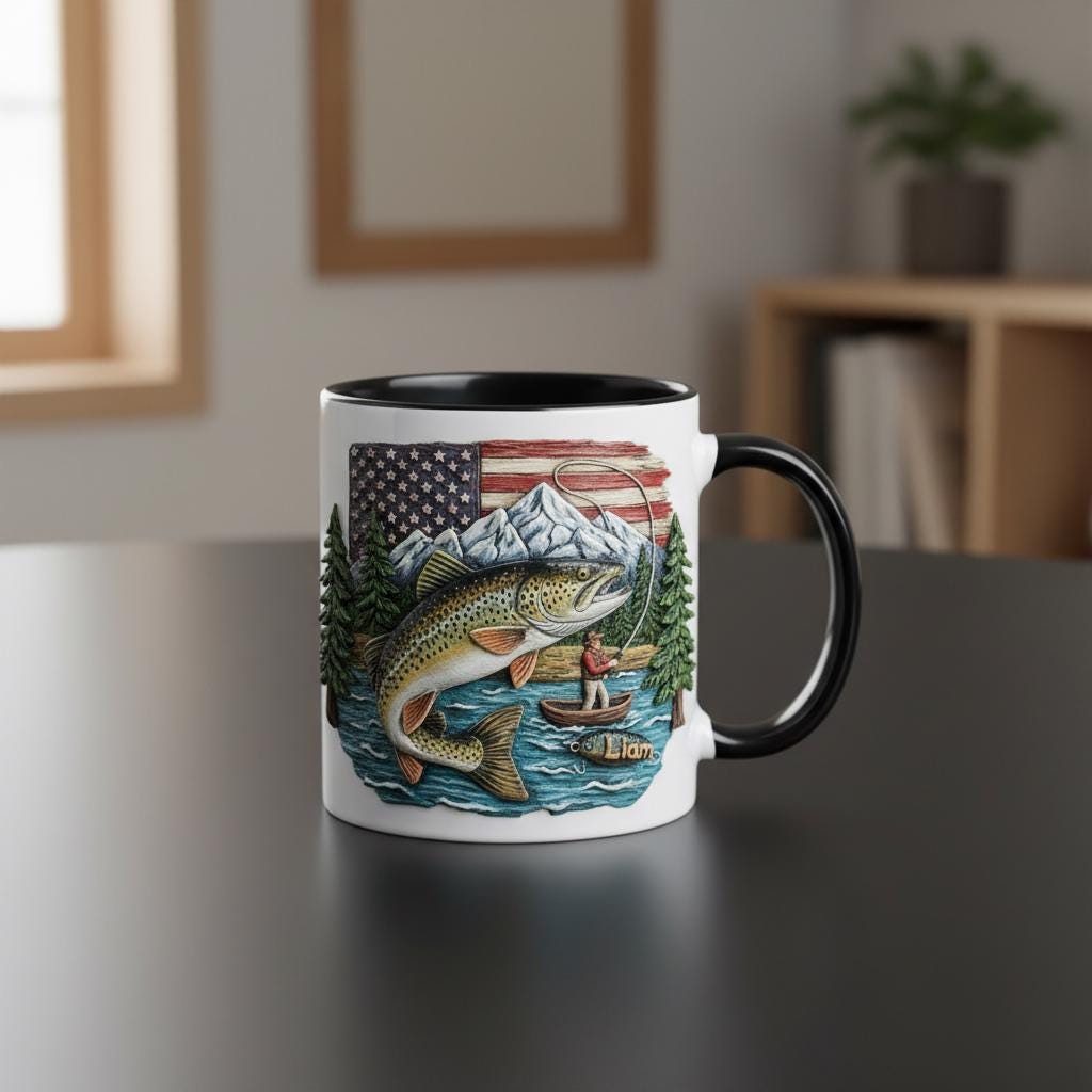 Personalized Fishing Lover Mug, Custom Name Fisherman Coffee Cup, Gift for Men Women - image 3