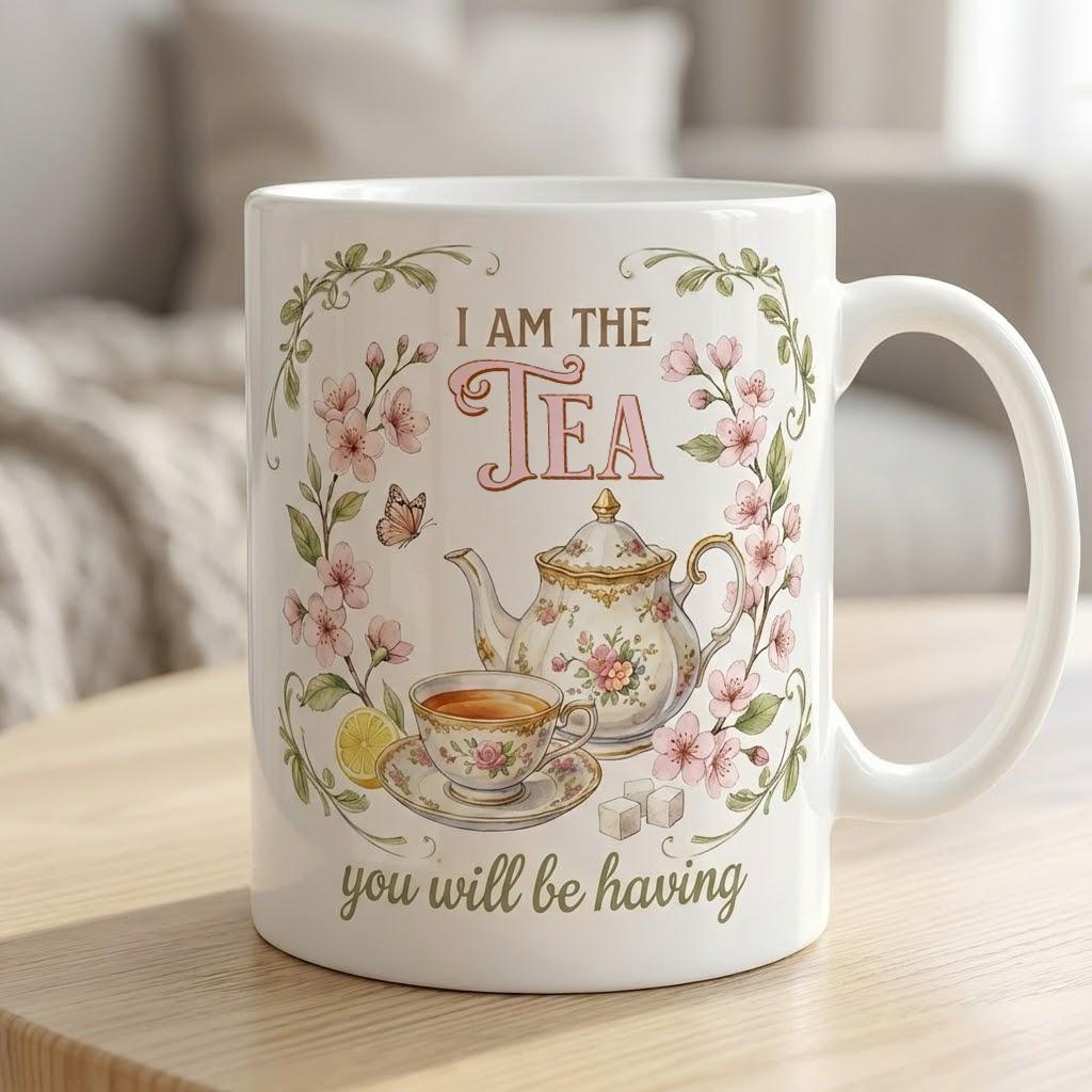 Bookish Tea Lover Mug, Floral Tea Pot Design - image 5