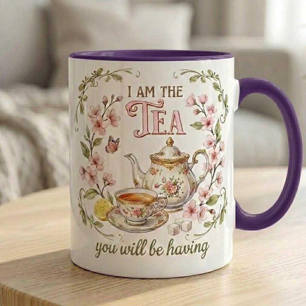 Bookish Tea Lover Mug, Floral Tea Pot Design - image 3