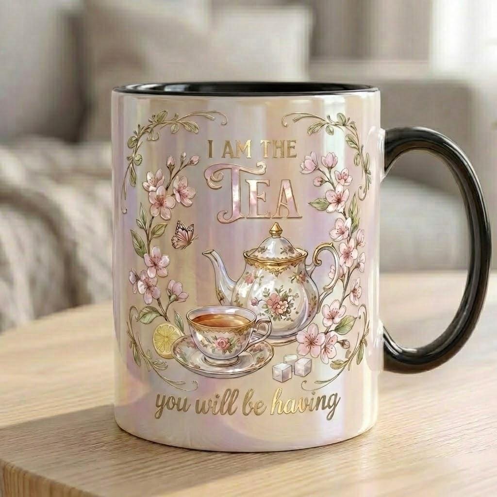 Bookish Tea Lover Mug, Faux 3D Floral Design, Romance Reader Gift - image 3