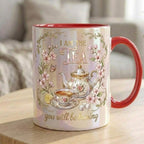 Bookish Tea Lover Mug, Faux 3D Floral Design, Romance Reader Gift - image 4