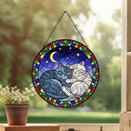 Custom Cat Stained Glass Suncatcher, British Shorthair Cat Couples Window Hanging Glass Ornament,  Gift for Couple, Wife, Husband - image 3