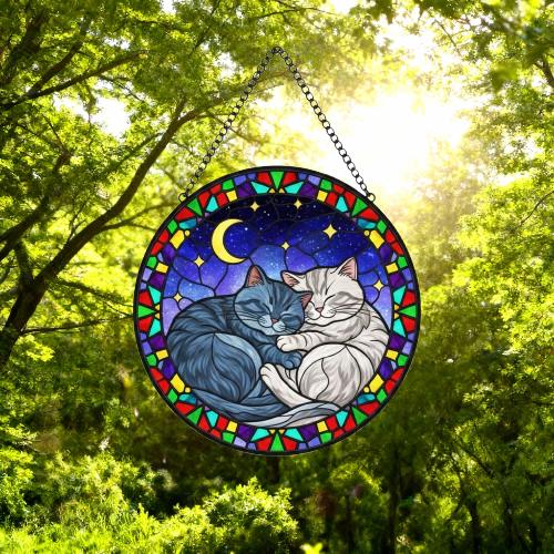 Custom Cat Stained Glass Suncatcher, British Shorthair Cat Couples Window Hanging Glass Ornament,  Gift for Couple, Wife, Husband - image 5