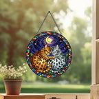 Custom Cat Stained Glass Suncatcher, Bengal Cat Couples Window Hanging Glass Ornament,  Gift for Couple, Wife, Husband - image 3
