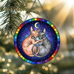 Custom Cat Stained Glass Suncatcher, Sphynx Cat Couples Window Hanging Glass Ornament,  Gift for Couple, Wife, Husband - image 2
