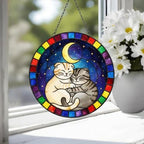 Custom Cat Stained Glass Suncatcher, Scottish Fold Cat Couples Window Hanging Glass Ornament,  Gift for Couple, Wife, Husband - image 4