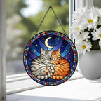 Custom Cat Stained Glass Suncatcher, American Shorthair Cat Couples Window Hanging Glass Ornament,  Gift for Couple, Wife, Husband - image 4