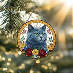 Custom British Shorthair Cat Portrait Stained Glass Suncatcher, Pet Memorial Stained Glass Suncatcher, Cat Memorial Gift, Cat Loss - image 2