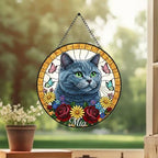 Custom British Shorthair Cat Portrait Stained Glass Suncatcher, Pet Memorial Stained Glass Suncatcher, Cat Memorial Gift, Cat Loss - image 3