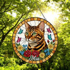 Custom Bengal Cat Portrait Stained Glass Suncatcher, Pet Memorial Stained Glass Suncatcher, Cat Memorial Gift, Cat Loss, Pet Loss Gift - image 5
