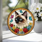 Custom Siamese  Cat Portrait Stained Glass Suncatcher, Pet Memorial Stained Glass Suncatcher, Cat Memorial Gift, Cat Loss, Pet Loss Gift - image 4