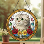 Custom Scottish Fold Cat Portrait Stained Glass Suncatcher, Pet Memorial Stained Glass Suncatcher, Cat Memorial Gift, Cat Loss, Pet Gift - image 3