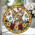 Custom Devon Rex Cat Portrait Stained Glass Suncatcher, Pet Memorial Stained Glass Suncatcher, Cat Memorial Gift, Cat Loss, Pet Loss Gift - image 4