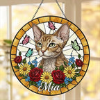 Custom Devon Rex Cat Portrait Stained Glass Suncatcher, Pet Memorial Stained Glass Suncatcher, Cat Memorial Gift, Cat Loss, Pet Loss Gift
