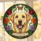 Custom Labrador Retriever Dog Portrait Stained Glass Suncatcher, Pet Memorial Stained Glass Suncatcher, Dog Loss Keepsake, Pet Loss Gift