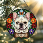 Custom French Bulldog Dog Portrait Stained Glass Suncatcher, Pet Memorial Stained Glass Suncatcher, Dog Loss Keepsake, Pet Loss Gift - image 2