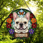 Custom French Bulldog Dog Portrait Stained Glass Suncatcher, Pet Memorial Stained Glass Suncatcher, Dog Loss Keepsake, Pet Loss Gift - image 5