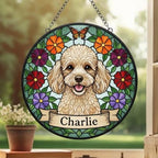 Custom Poodle  Dog Portrait Stained Glass Suncatcher, Pet Memorial Stained Glass Suncatcher, Dog Loss Keepsake, Pet Loss Gift - image 3