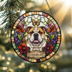 Custom Bulldog Dog Portrait Stained Glass Suncatcher, Pet Memorial Stained Glass Suncatcher, Dog Loss Keepsake, Pet Loss Gift - image 2