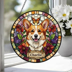 Custom Pembroke Welsh Corgi Dog Portrait Stained Glass Suncatcher, Pet Memorial Stained Glass Suncatcher, Dog Loss Keepsake, Pet Loss Gift - image 4