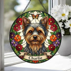 Custom Yorkshire Terrier Dog Portrait Stained Glass Suncatcher, Pet Memorial Stained Glass Suncatcher, Dog Loss Keepsake, Pet Loss Gift - image 4