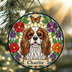 Custom Cavalier King Charles Spaniel Dog Portrait Stained Glass Suncatcher, Pet Memorial Stained Glass Suncatcher, Dog Loss Keepsake - image 2