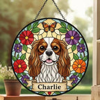 Custom Cavalier King Charles Spaniel Dog Portrait Stained Glass Suncatcher, Pet Memorial Stained Glass Suncatcher, Dog Loss Keepsake - image 3