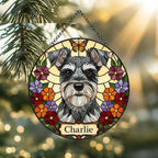 Custom Miniature Schnauzer Dog Portrait Stained Glass Suncatcher, Pet Memorial Stained Glass Suncatcher, Dog Loss Keepsake, Pet Loss Gift - image 2