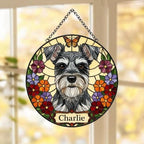 Custom Miniature Schnauzer Dog Portrait Stained Glass Suncatcher, Pet Memorial Stained Glass Suncatcher, Dog Loss Keepsake, Pet Loss Gift - image 5