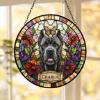 Custom Cane Corso Dog Portrait Stained Glass Suncatcher, Pet Memorial Stained Glass Suncatcher, Dog Loss Keepsake, Pet Loss Gift
